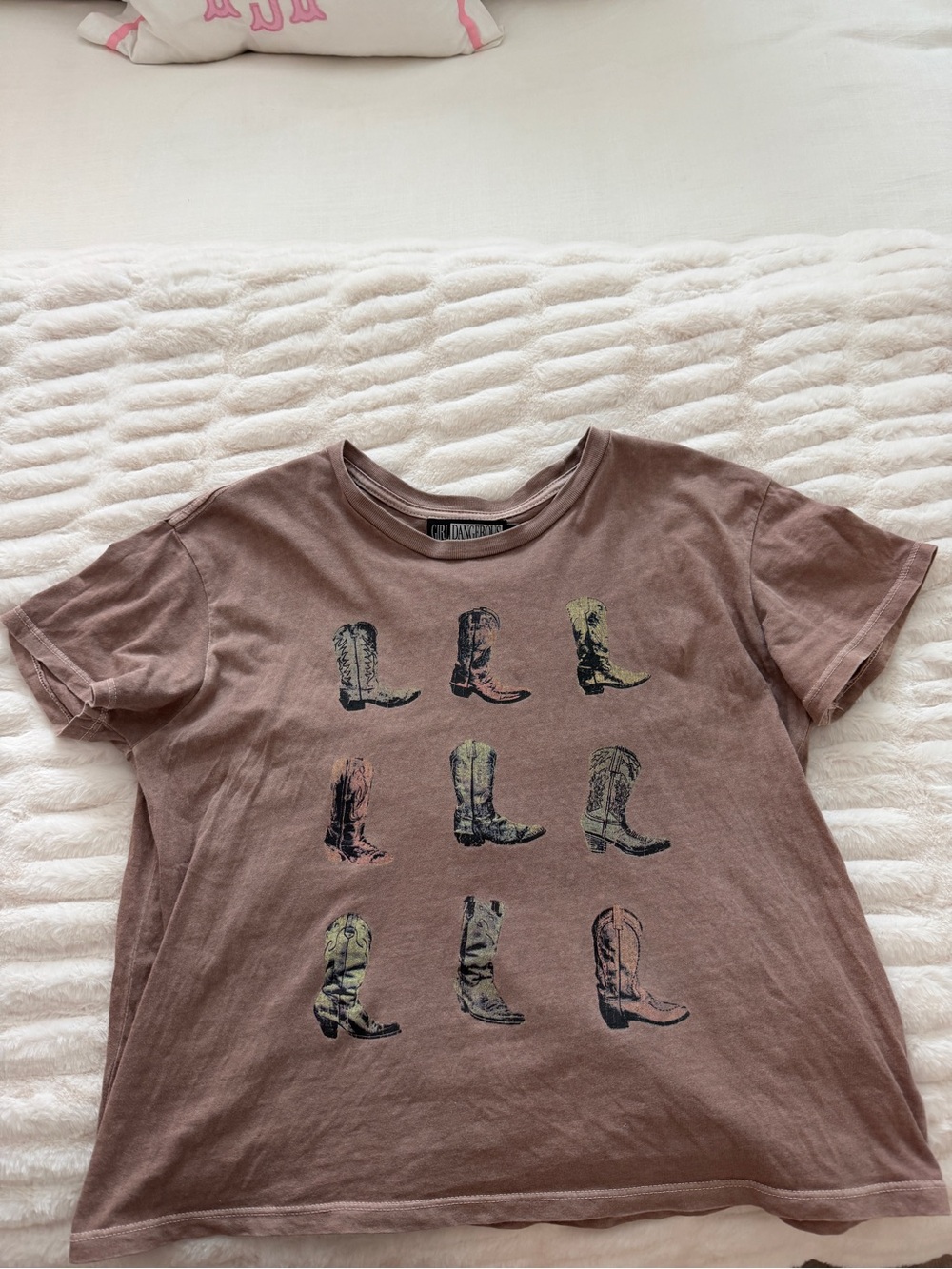 Girls' Brown Graphic Cowboy Boots Tee
